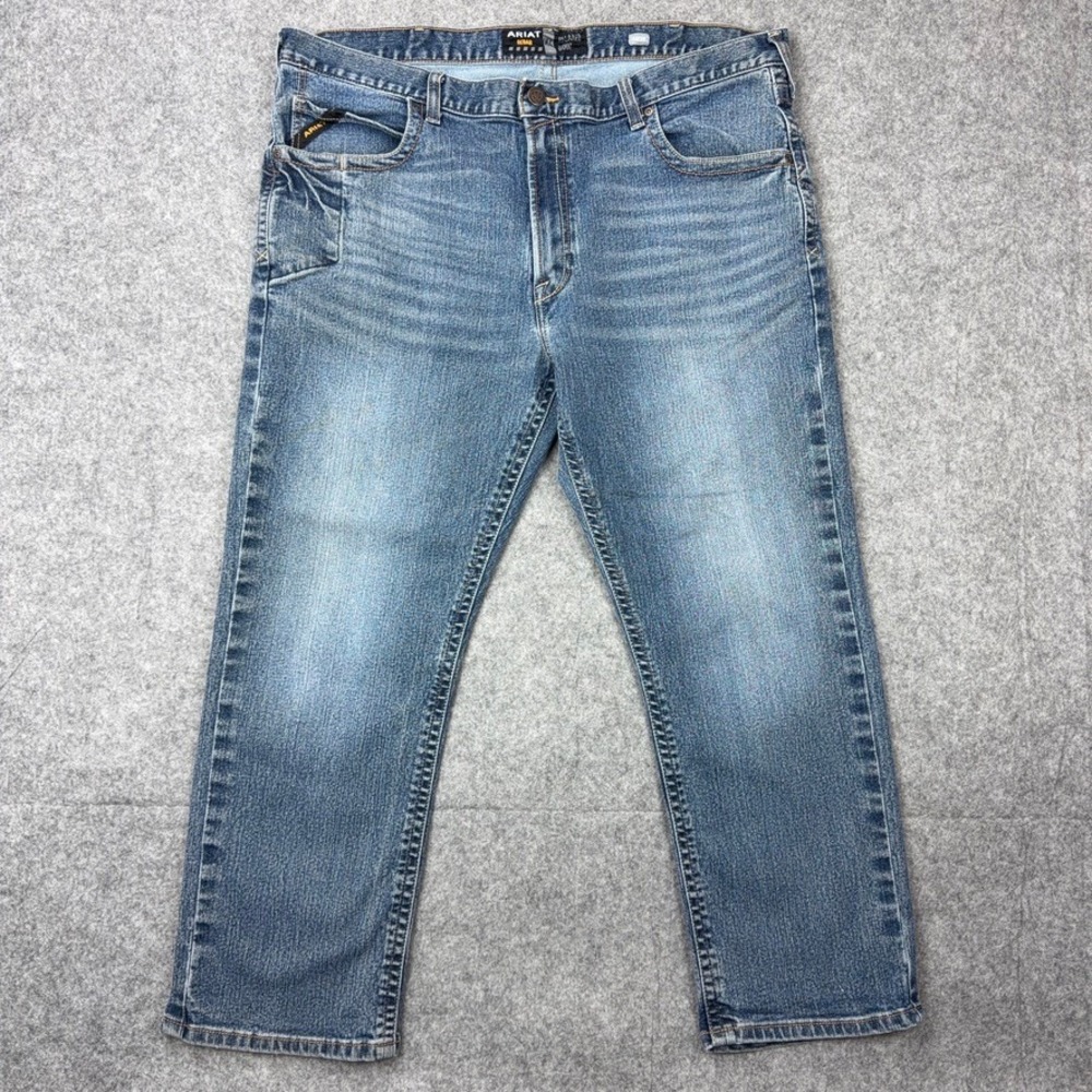 Ariat Jeans Mens 42x30 Blue Rebar M4 Relaxed Fit Edge Bootcut Denim Work Western